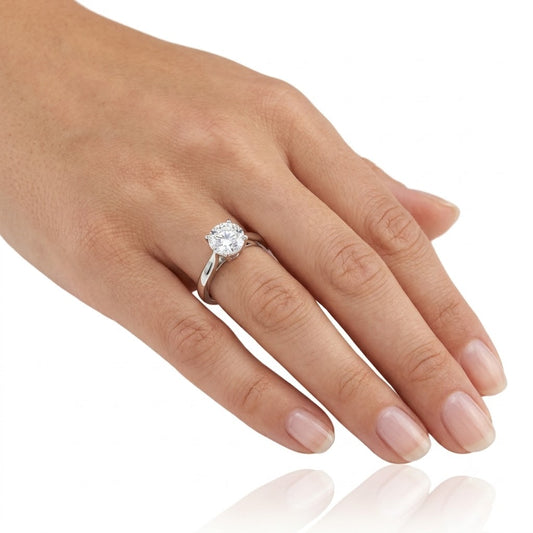 Sterling Silver Ring Round CZ Stone RCZ9536 6.5mm
