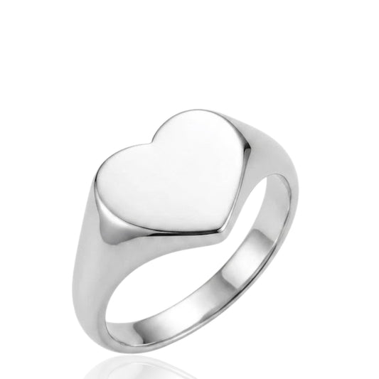 Sterling Silver Heart Shape Signet Ring SGN03