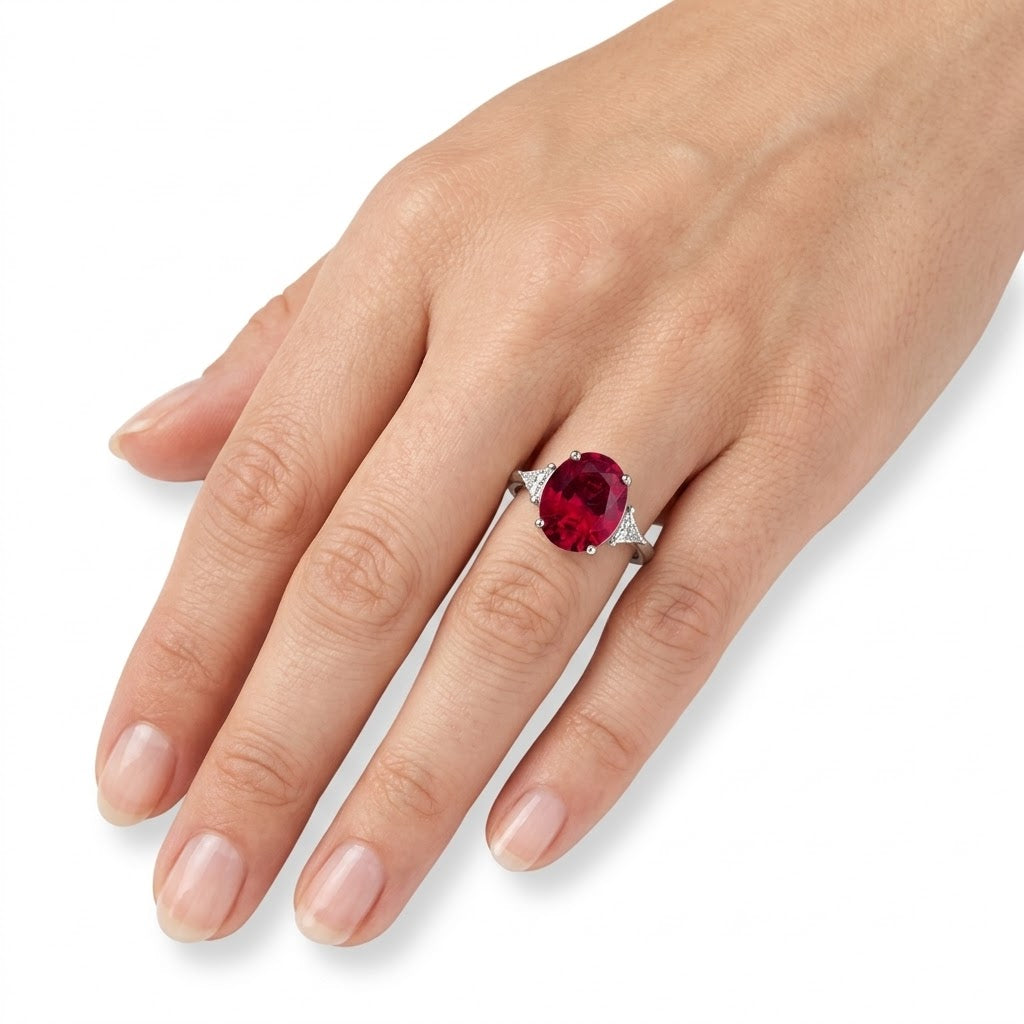 Sterling Silver Ring Oval Stone RCZ3320