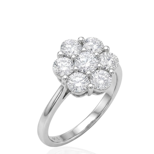 Sterling Silver Daisy Ring CZ Stone RCZ0364101