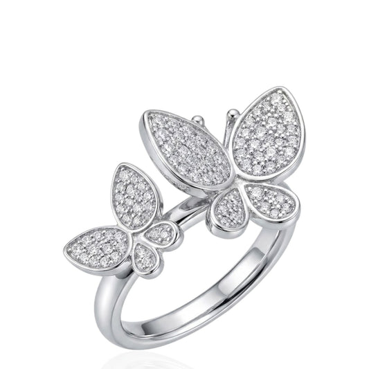 Sterling Silver Butterfly Ring CZ Stone RCZ10042