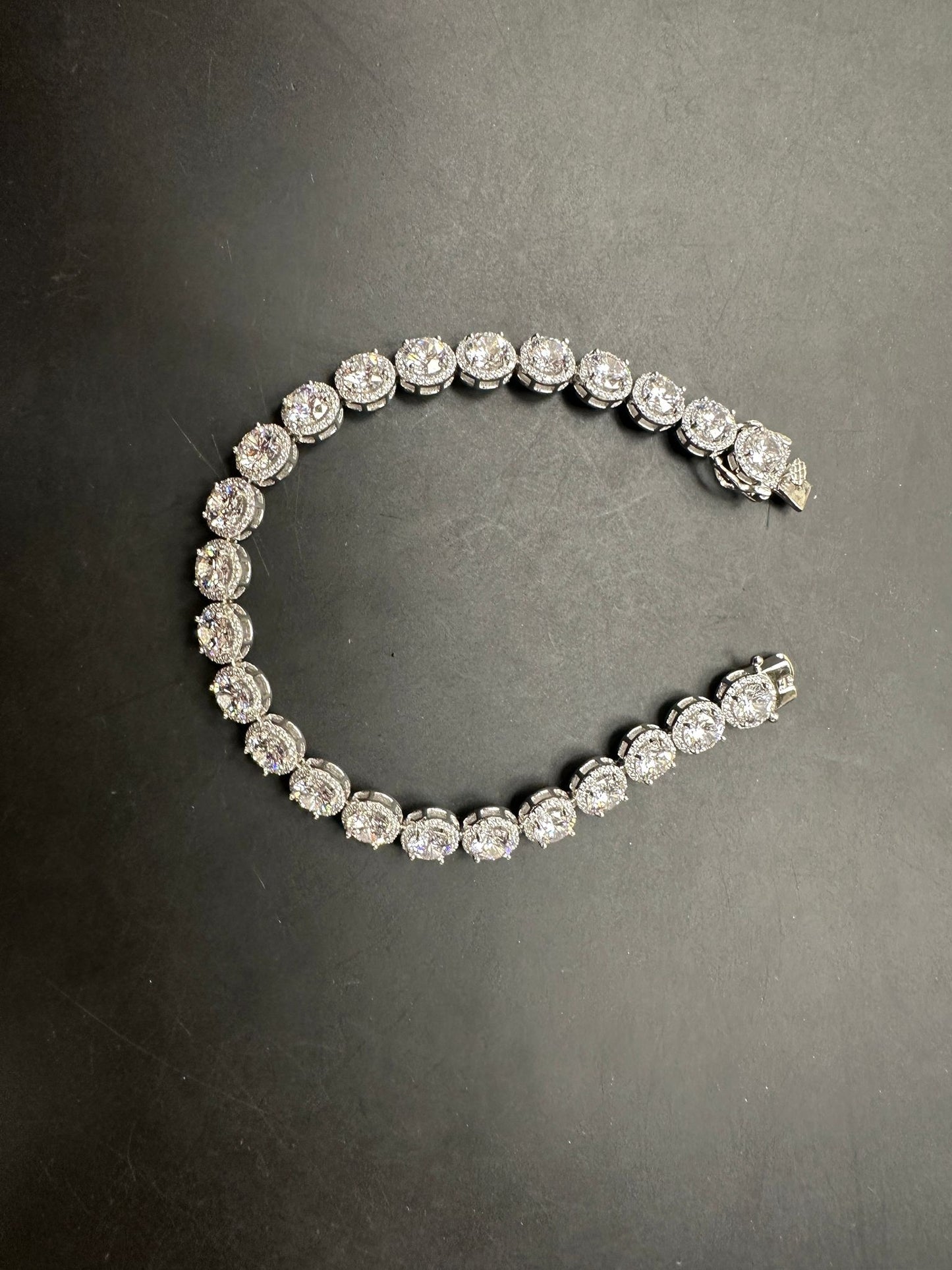 Sterling Silver Cz Halo Tennis Bracelet BCZ001