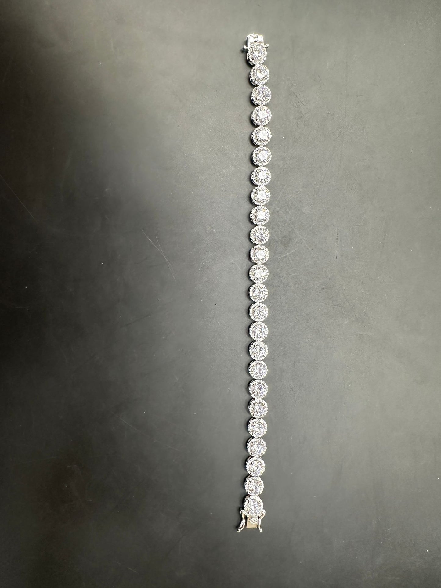 Sterling Silver Cz Halo Tennis Bracelet BCZ001