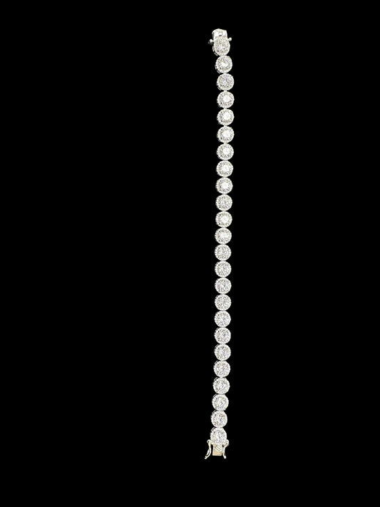 Sterling Silver Cz Halo Tennis Bracelet BCZ001