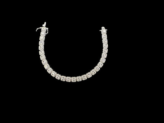 Sterling Silver Square-Cut Halo Cz Bracelet BCZ002
