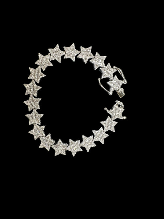 Sterling Silver Cz Star Bracelet BCZ005