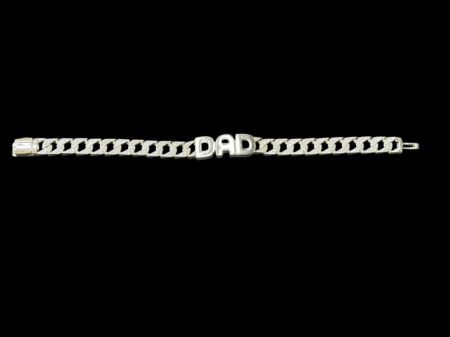 Sterling Silver Cz Plain Pattern Dad Bracelet BCZ007