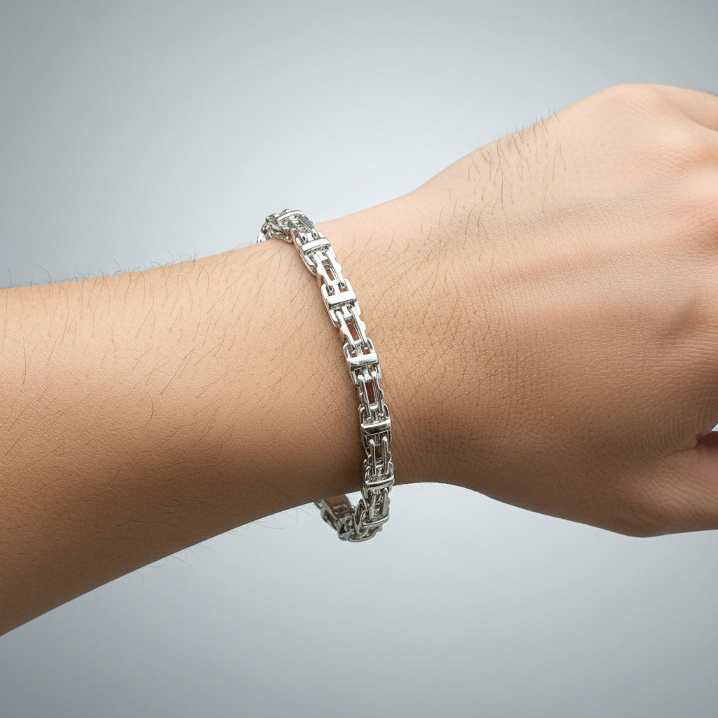 Sterling Silver Plain Cage Bracelet BRC001