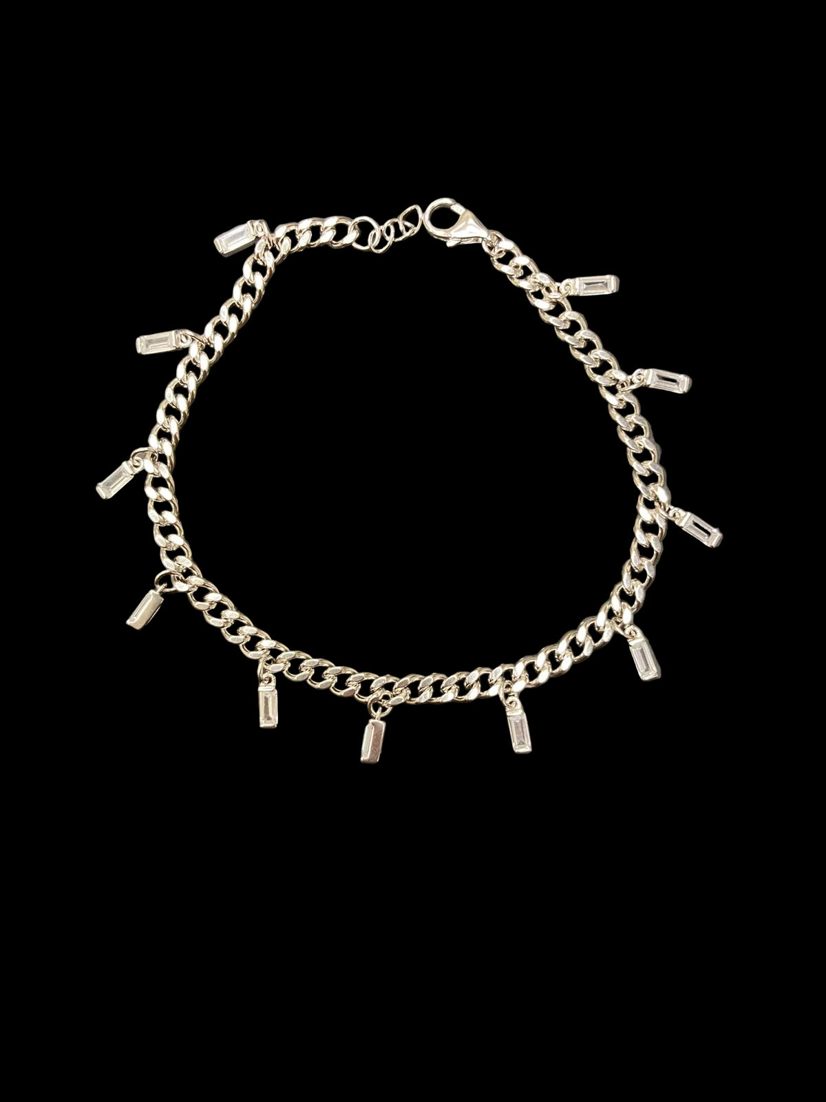 Sterling Silver 7" Bracelet CZ Stone