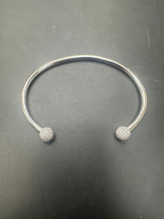 Sterling Silver Oval CZ Top Torque Bangle BCZ10136