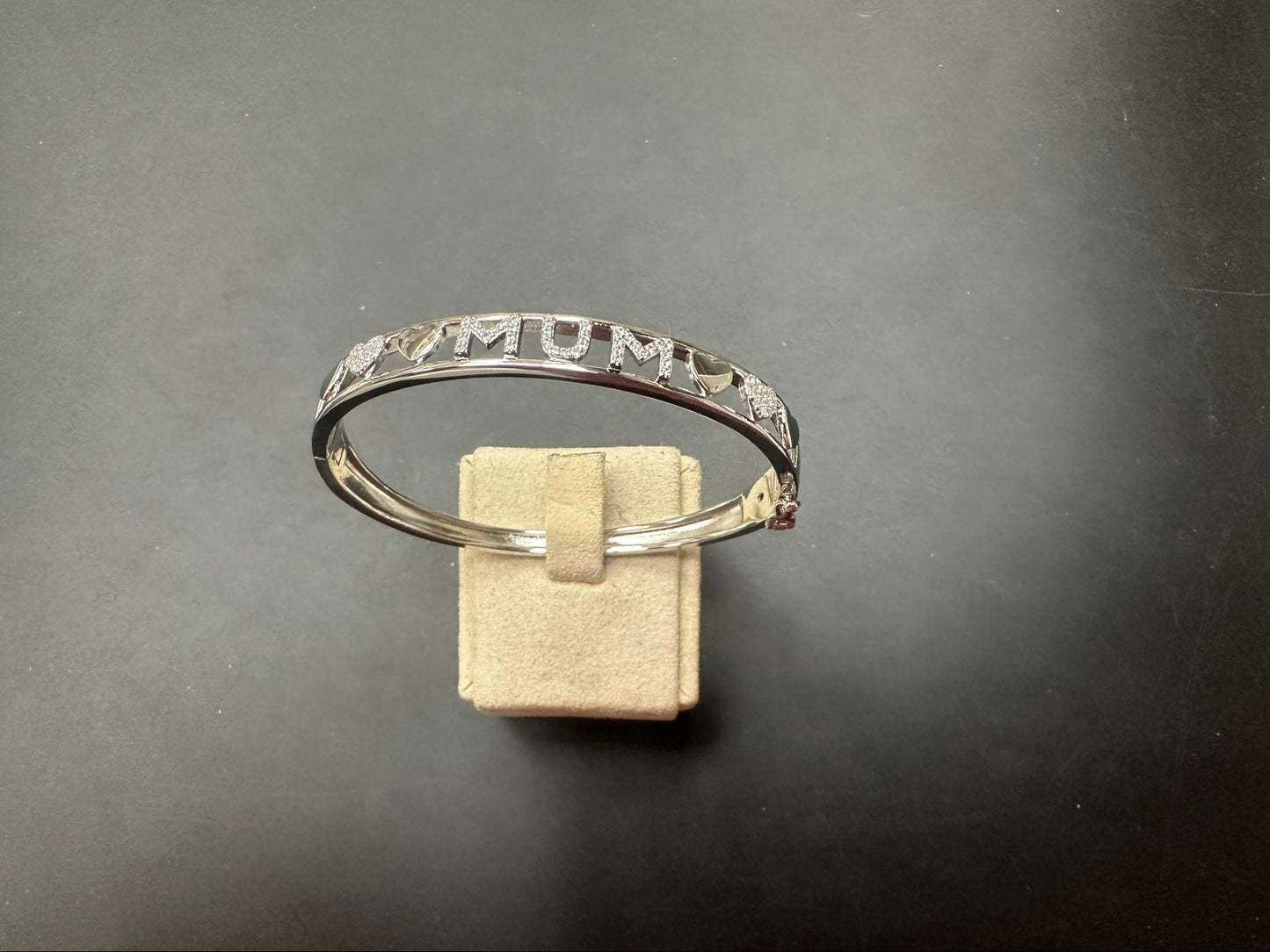 Sterling Silver Cz Mum Bangle BCZ10189