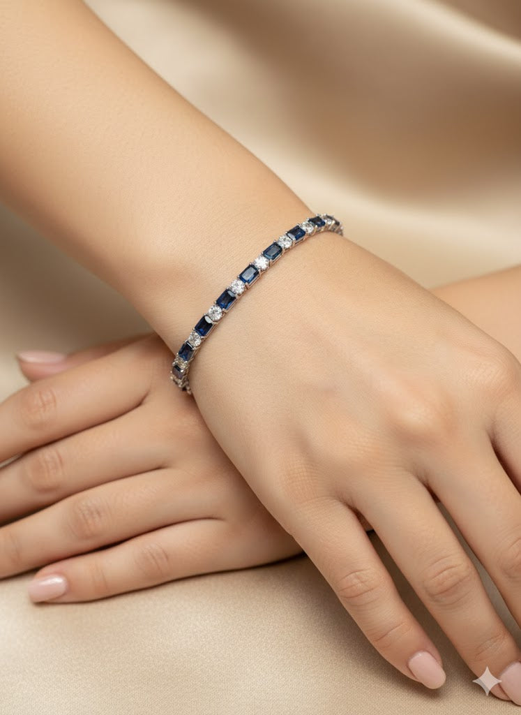 Sterling Silver Bracelet 7.5" CZ Stone BCZ3301