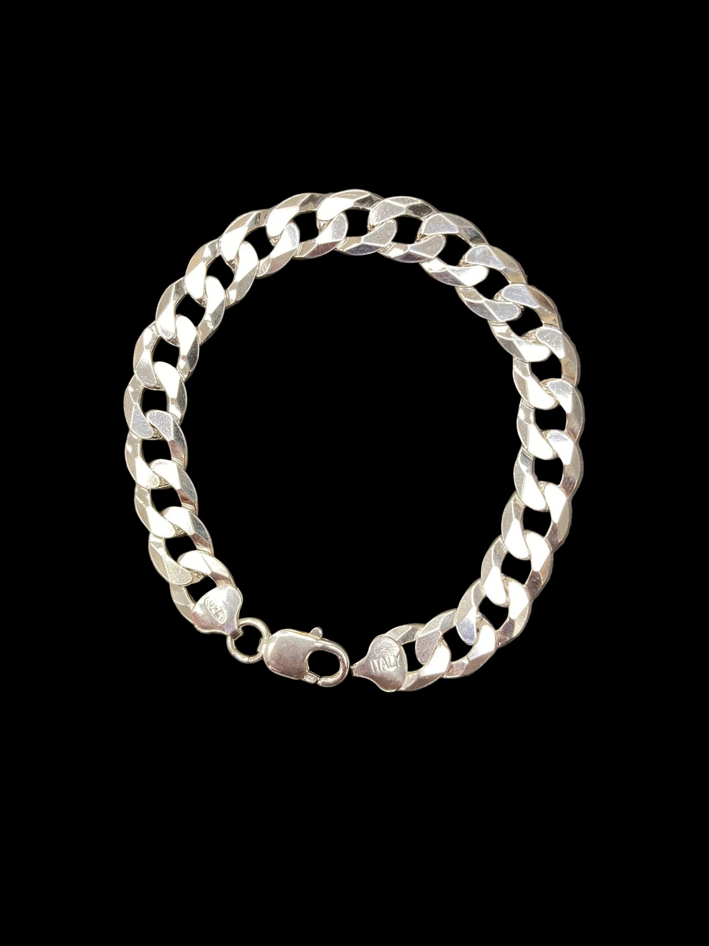 Sterling Silver 8.5" 10 MM Flat Curb Bracelet BCZ3304