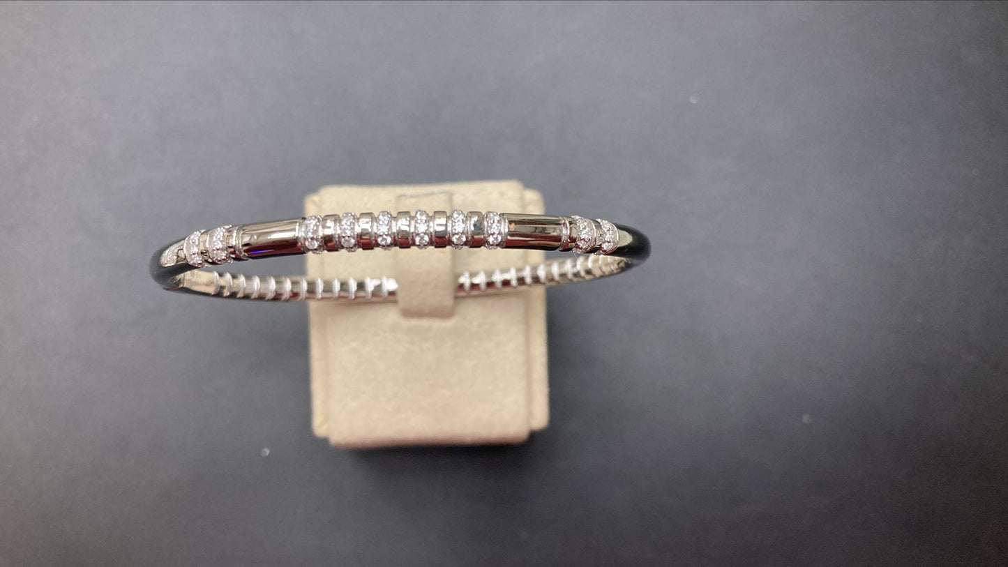 Sterling Silver Plain Cz Oval Bangle BCZ512