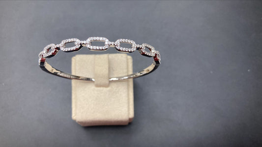 Sterling Silver Cz Pave Design Bangle BCZ513