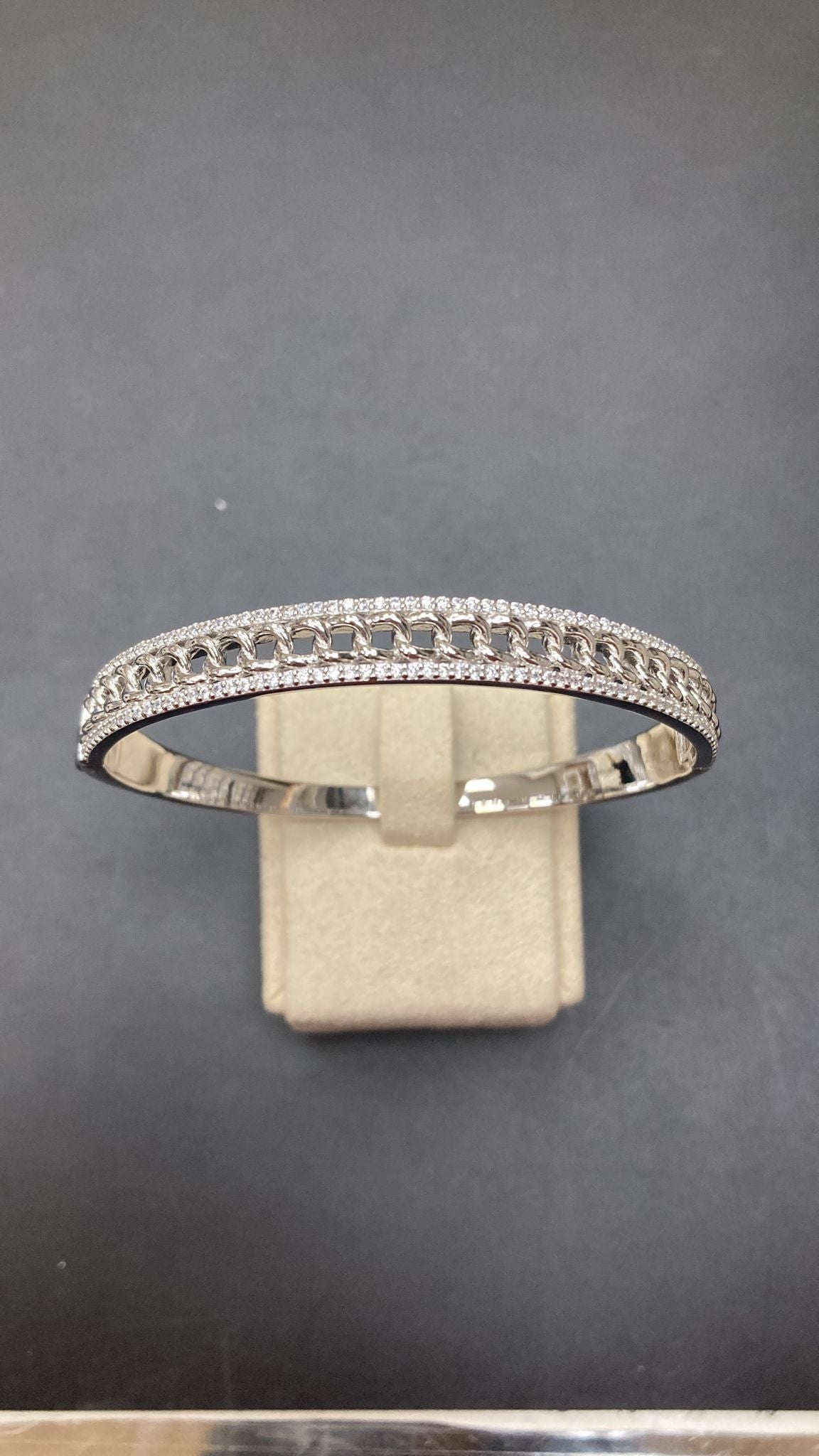 Sterling Silver Cz Chain Link Bangle BCZ514