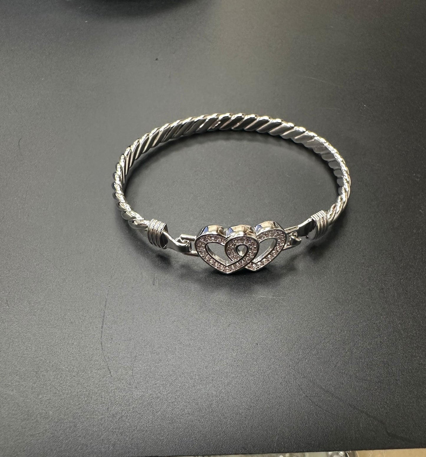 Sterling Silver Bangle CZ Stone BG006