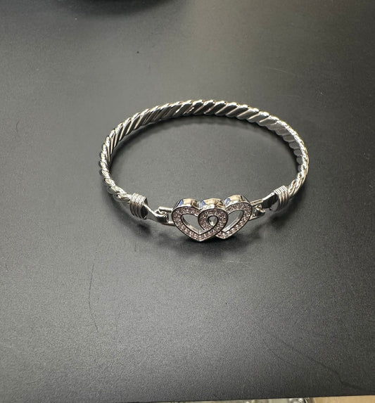 Sterling Silver Bangle CZ Stone BG006