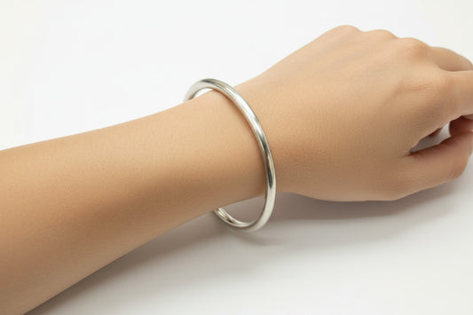Sterling Silver Plain Round Bangle BP00029
