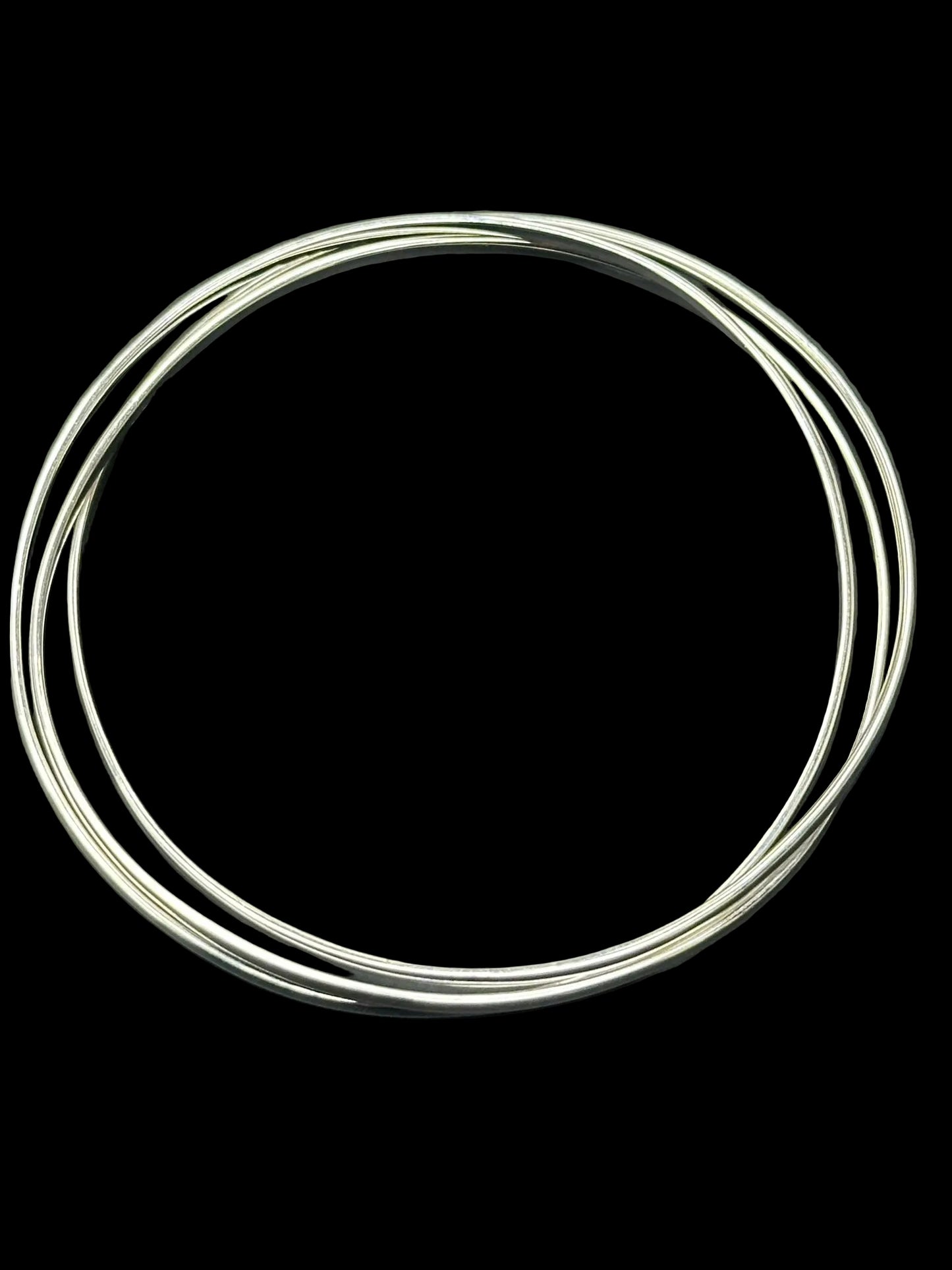 Sterling Silver Round Plain Russian Bangle BP10223