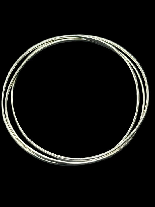 Sterling Silver Round Plain Russian Bangle BP10223