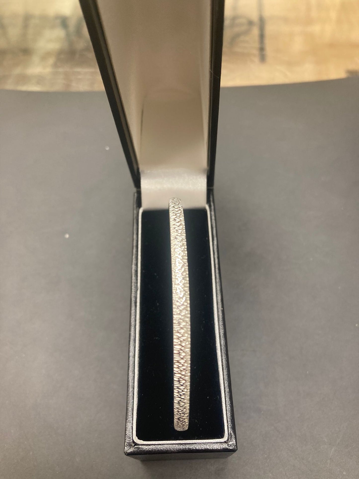 Sterling Silver Round Hammered  Bangle BP10225