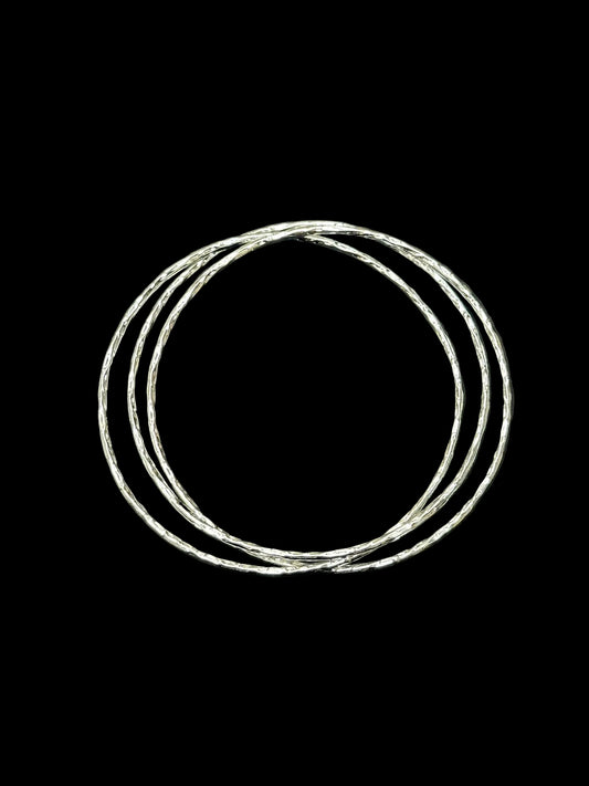 Sterling Silver Round Hammered Russian Bangle BP10228