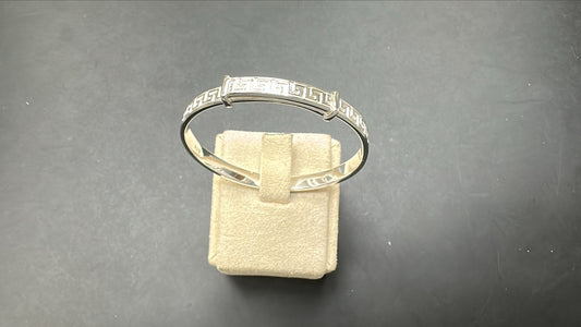 Sterling Silver Children`s Hinged Greek Key Bangle BPL10102