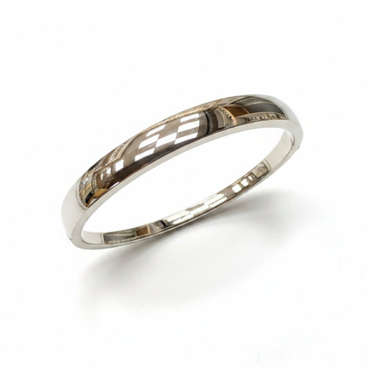 Sterling Silver Hinged Oval Bangle BPL515