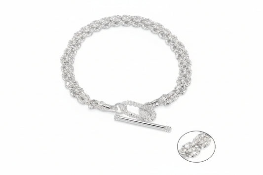 Sterling Silver T-Bar Bracelet BR011290111 showcasing its elegant design and secure clasp.