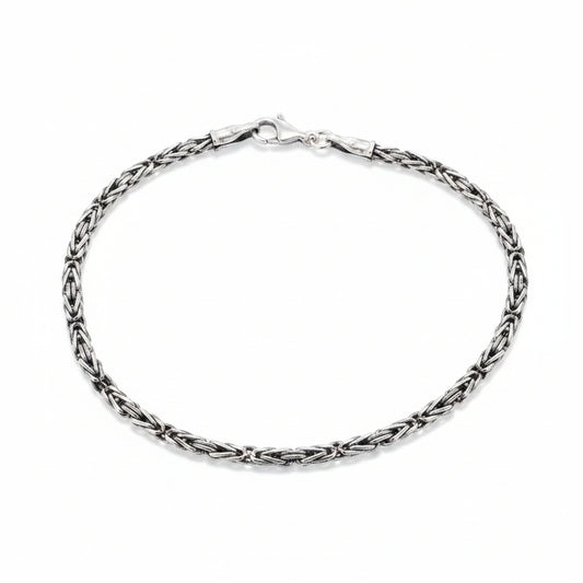 Sterling Silver Bali Style Bracelet BR080190003 - sterling silver bali bracelet, 3mm design.