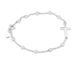 Sterling Silver Rosary Bracelet BR200150125 featuring 4mm balls and a cross design.