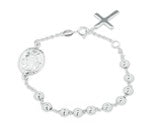 Sterling Silver Rosary Bracelet BR201290040 with 5 mm balls and cross design.