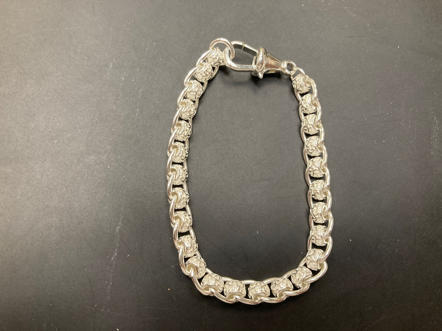 Sterling Silver Plain Pattern Rollerball Bracelet BRC008