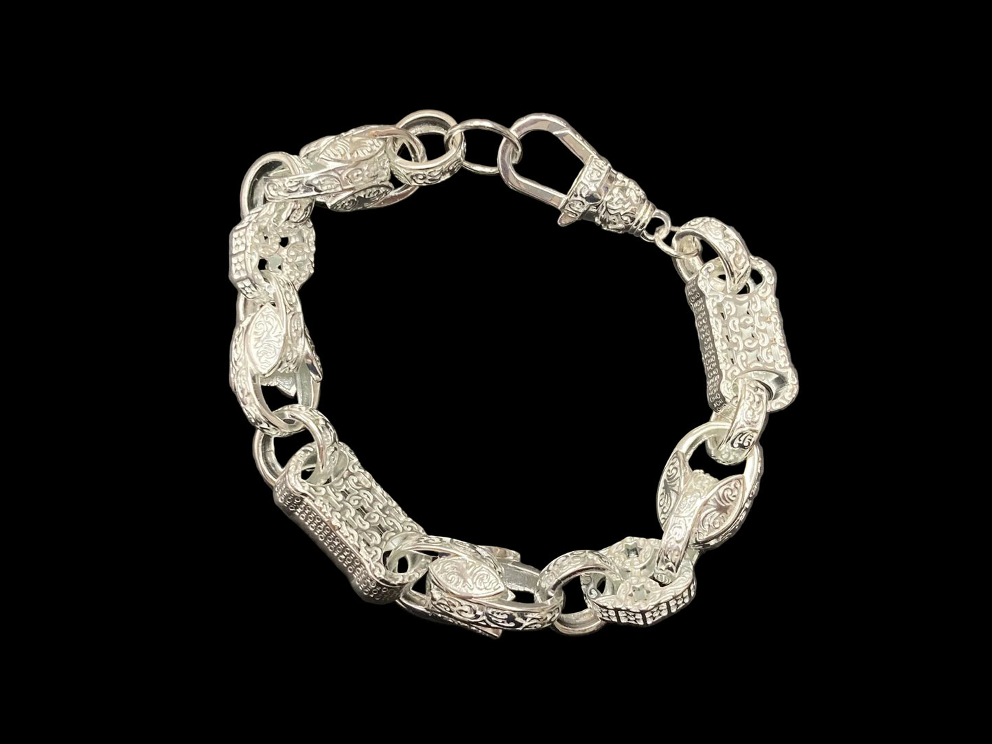 Sterling Silver Stars and Bars Tulip Bracelet BRC012, showcasing intricate designs, a stunning sterling silver tulip bracelet.