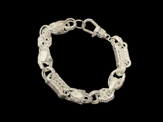Sterling Silver Stars and Bars Tulip Bracelet BRC012, showcasing intricate designs, a stunning sterling silver tulip bracelet.