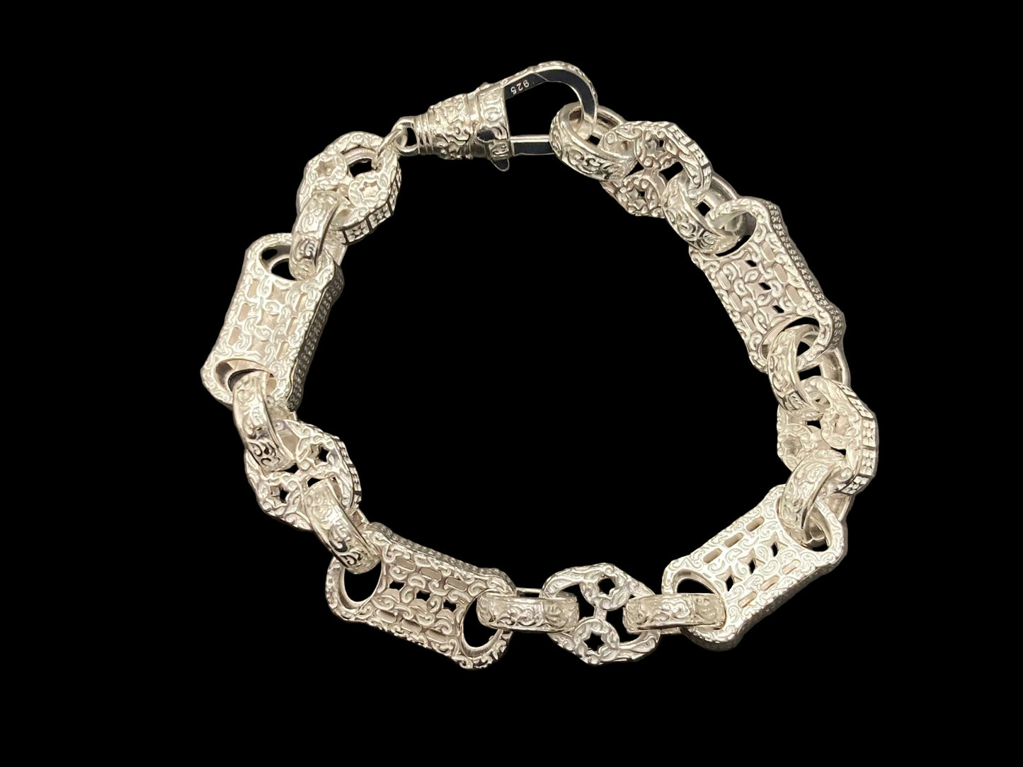 Sterling Silver Stars and Bars Patterned bracelet BRC013, a sterling silver patterned bracelet for elegant style.
