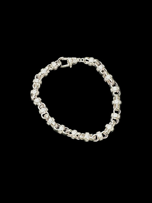 Sterling Silver Belcher Bracelet BRC014 featuring intricate designs and a secure clasp, perfect for elegant styling.