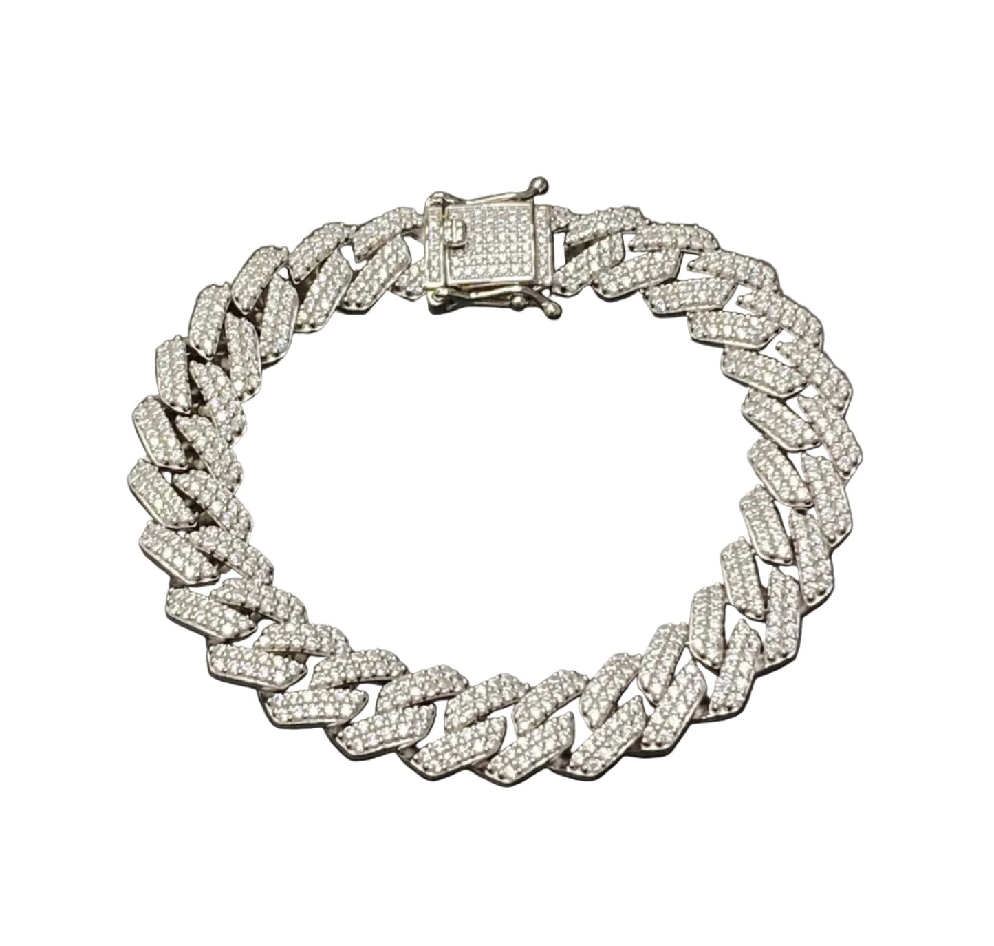 Sterling Silver Cz Cuban Bracelet BRCZ004