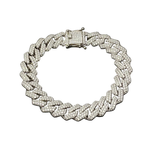 Sterling Silver Cz Cuban Bracelet BRCZ004