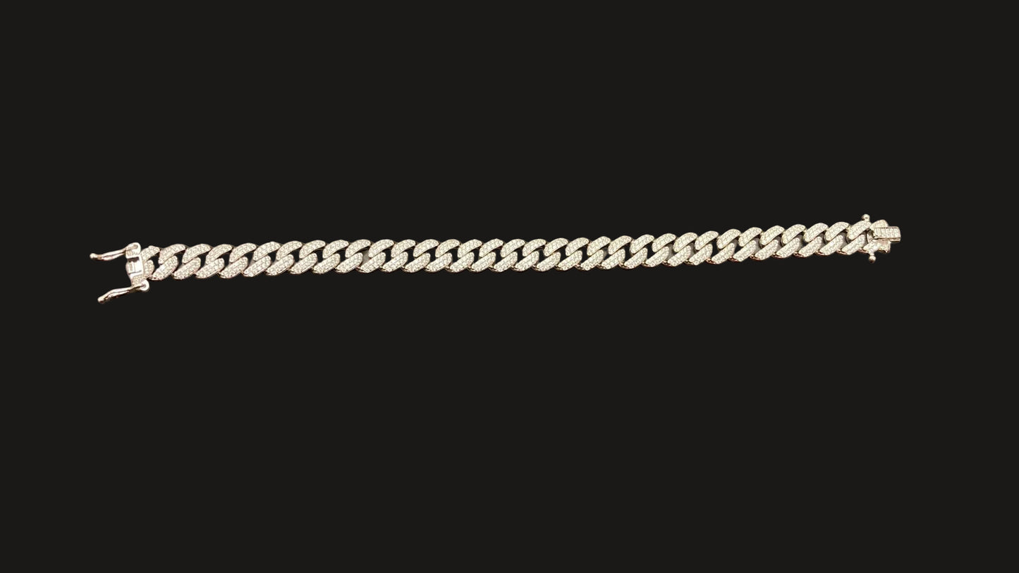 Sterling Silver Cz Cuban Bracelet BRCZ004