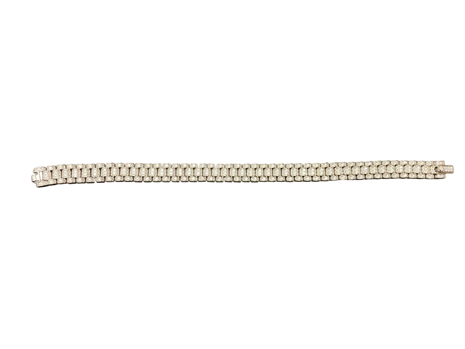 Silver rolex type  bracelet with cubic zircon