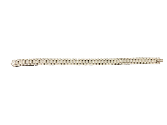 Silver rolex type  bracelet with cubic zircon