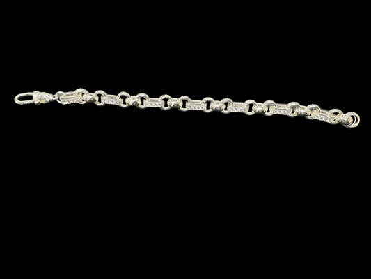 Sterling Silver Cz Pattern Gypsy-Link Bracelet BRCZ006