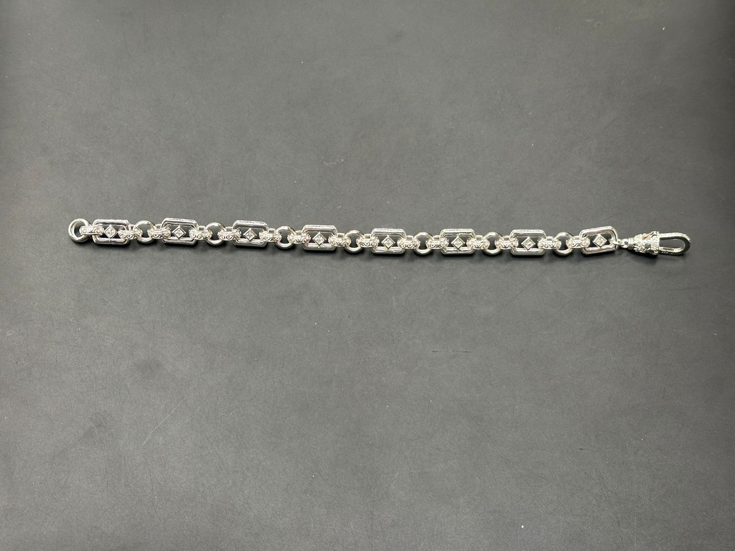 Sterling Silver Cz Pattern Gypsy-Link Bracelet BRC007