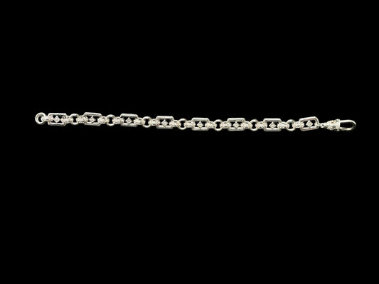 Sterling Silver Cz Pattern Gypsy-Link Bracelet BRC007