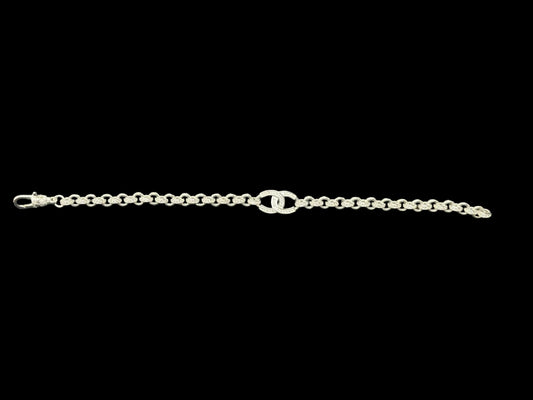 Sterling Silver Cz Pattern Double Horseshoe Belcher Bracelet BRCZ008