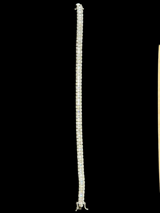 Sterling Silver Cz Iced Out Baguette Tennis Bracelet BRCZ026 showcasing a sparkling design.