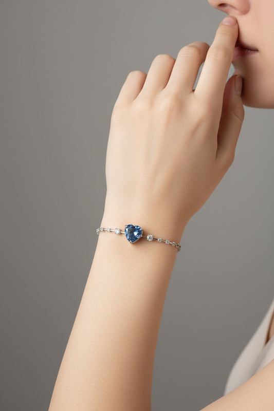 Sterling Silver CZ  Trillion-Cut Bracelet BCZ10091