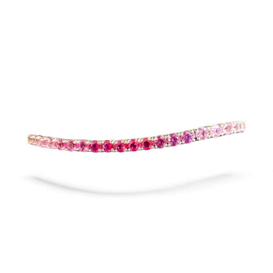 Sterling Silver Bracelet Red CZ Stone 3 mm 7" BRCZ106